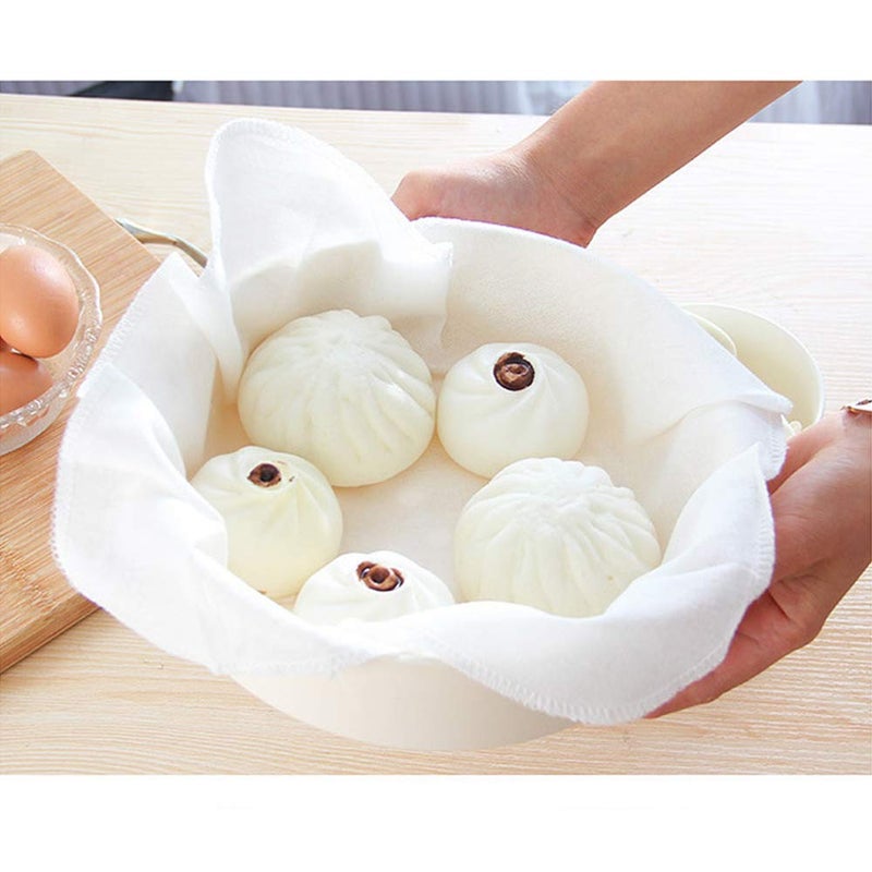 EORTA 5 Pieces Cotton Steamer Liners 32 CM Breathable Steamer Mesh Mat Square Non Stick Pad Air Fryer Liner Steaming Dumplings/Bread/Buns/Rice Supply, Food Filter Cloth, 12.5 Inch, White - Image 1